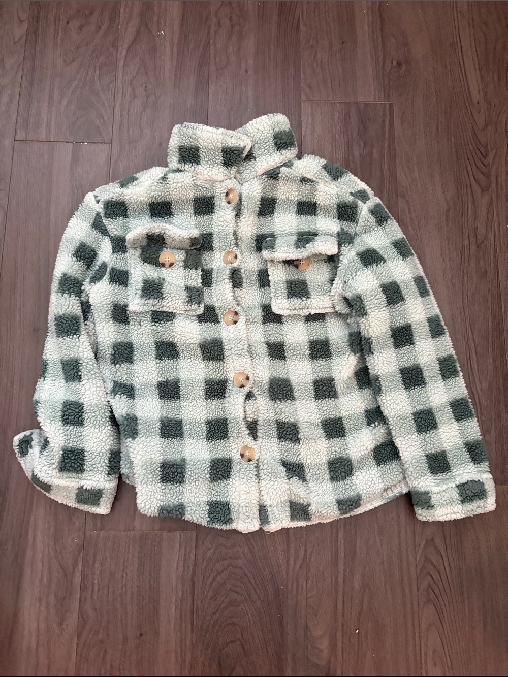 Target Green & Cream Check Sherpa Button-Front Jacket